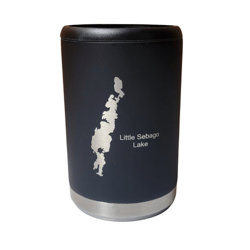 Little Sebago Lake Engraved  Beer Can Cooler- Black
